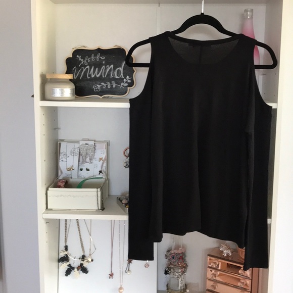 RAG & BONE Black Cold Shoulder Long Sleeve Top - Picture 3 of 8